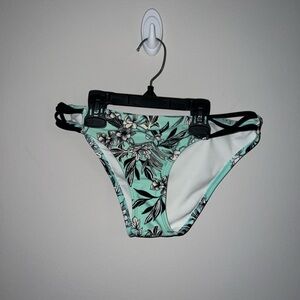 Mint green, white and black floral print bikini bottoms xhilaration Small